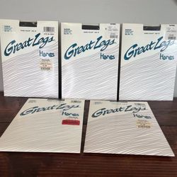 Hanes Womens Pantyhose Great Legs Sheer Sandlefoot EF 690 Black Vintage Y2K Lot