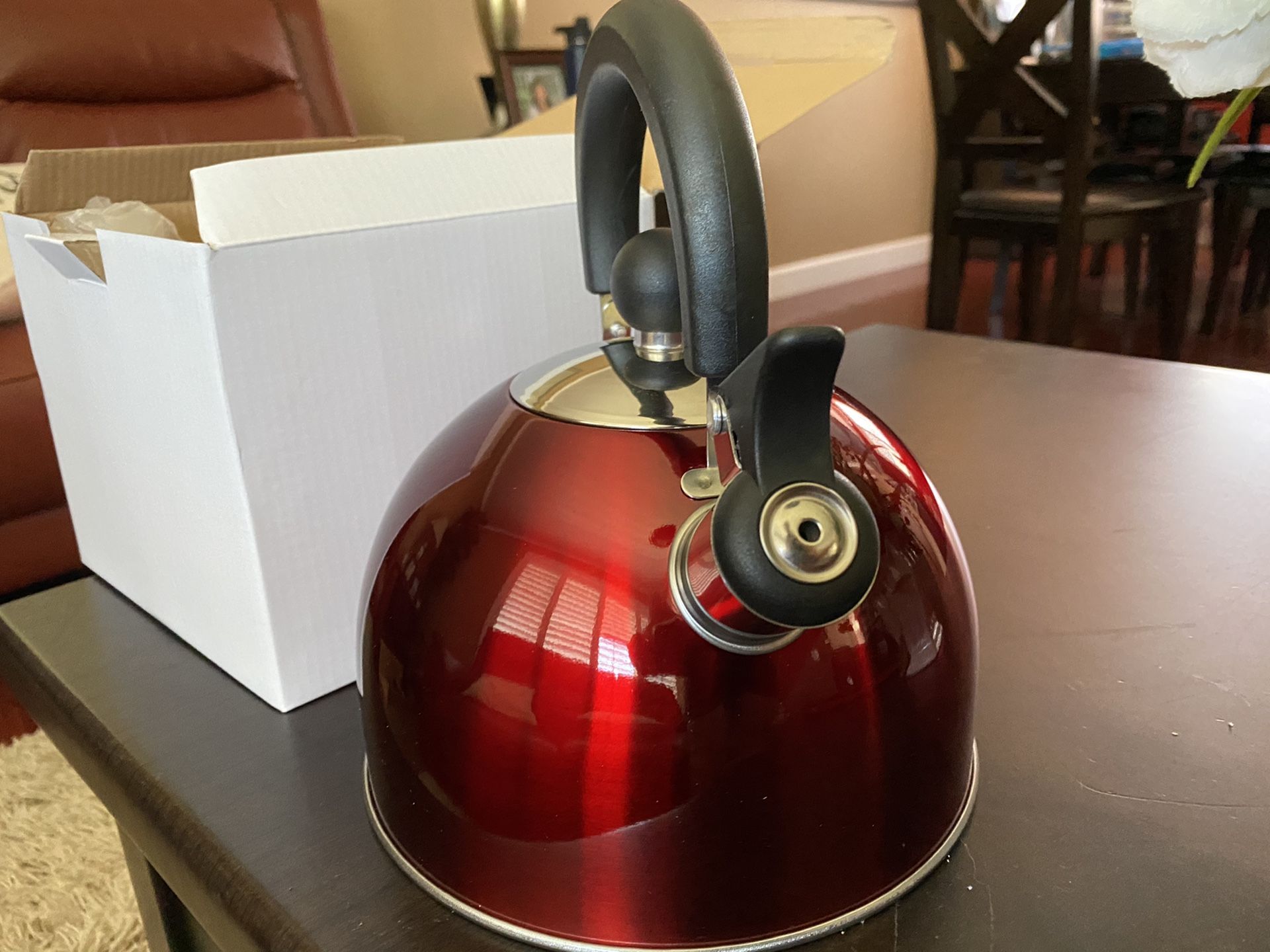 Red Whistling Tea Kettle by Home- Style Kitchen