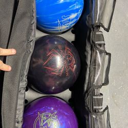 3 Bowling Balls With 3 Bag Carrier
