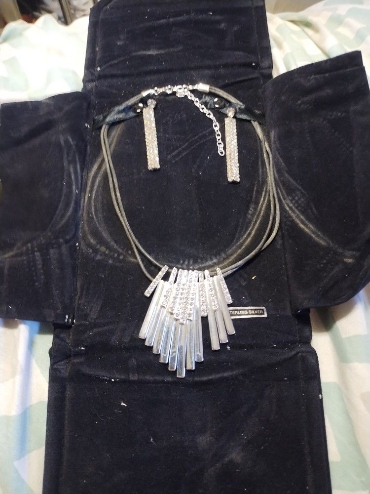 Silver Necklace And Earrings