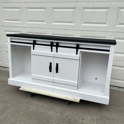 Console TV Stand Media Cabinet Country Style White/black Wooden