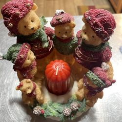 Vintage Home Interiors Winter Bear  Family Candle Holder