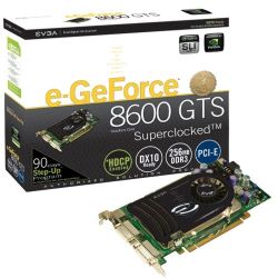 EVGA E-GeForce 8600GTS 256-P2-N765-AR Graphics Card 256MB PCI-E Superclocked