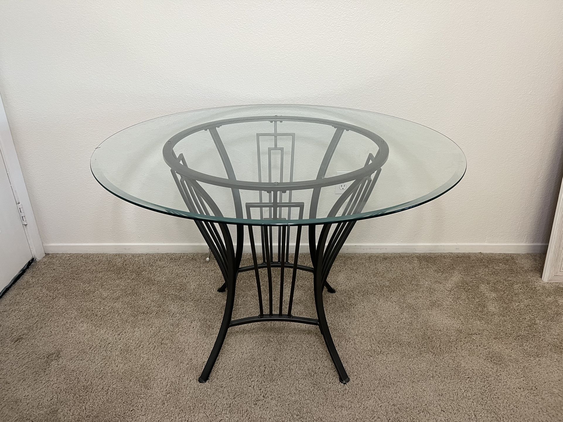 Glass round dining table