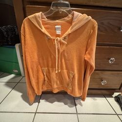 Orange Colispia hooded pullover sweatshirt Size M