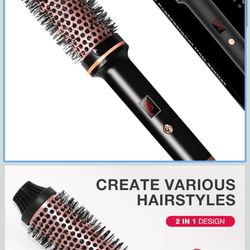 Thermal Brush,1.5 inch Hot Curling Brush Blowout,Heated Round Curling Iron Brush with Dual Voltage for Blowout Look,Hair Curler Volumizing Brush,Hair 