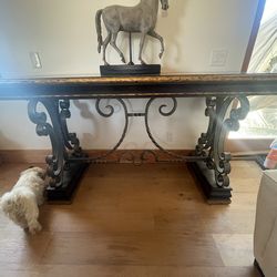 Foyer table - Heavy Wood Iron N Marble