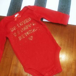Baby Girls Size 3-6M Red Valentine's Bodysuit