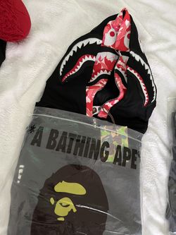 Mens pink double hood bape zip size M