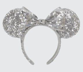 New Mini Mouse Headband silver sequin ears with bow