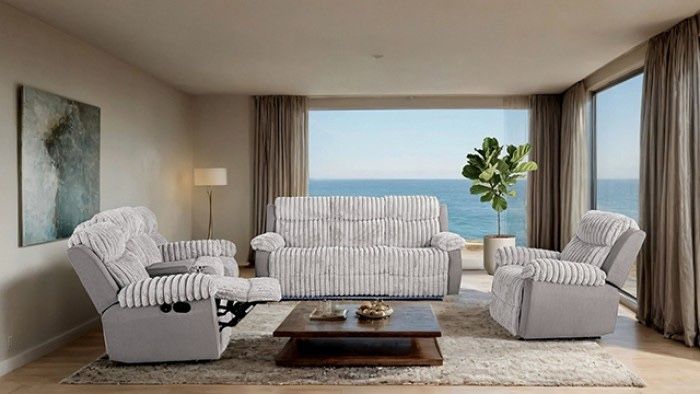 Brand New Comfy Two Tone Corduroy Reclining Sofa Loveseat