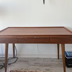 Crate & Barrel “Tate” 48″ Walnut Desk w/ Built-In Outlet — $350 (Retail $899)