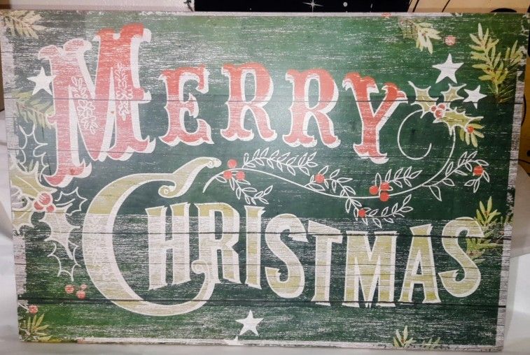 Vintage Looking Christmas Sign Merry Christmas Tolle Painted Wood Sign