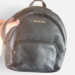 Michael Kors Black Pebbled Leather Mini Backpack Purse Gold Hardware⁠
