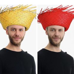 Amosfun Mexican Sombrero Hat Straw Hat Mexican Hat Hawaii Straw Hat Woven Hawaii for People