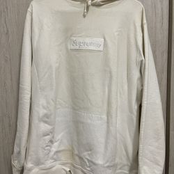 SUPREME TONAL WHITE ON WHITE BOX LOGO HOODIE 