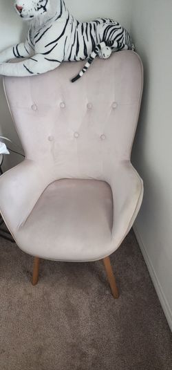 Blush velvet wingback accent chair