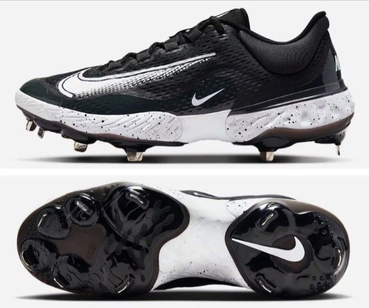 Men's Nike Alpha Huarache 4 Elite Low Black White Metal Baseball Cleats Sz 10⚾️