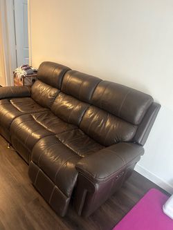 Genuine Leather sofa with recliner seats and usb ports