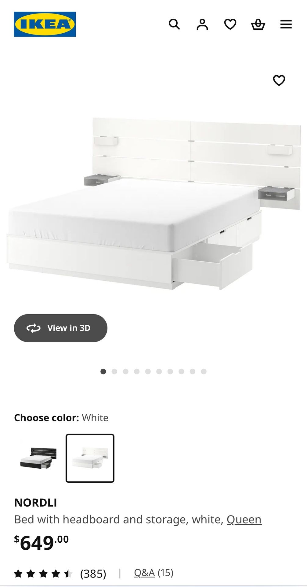 Queen IKEA NORDLI Bed Frame with Storage – White