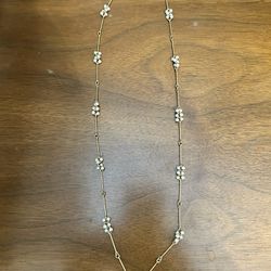 Faux Pearl Cluster Gold Necklace