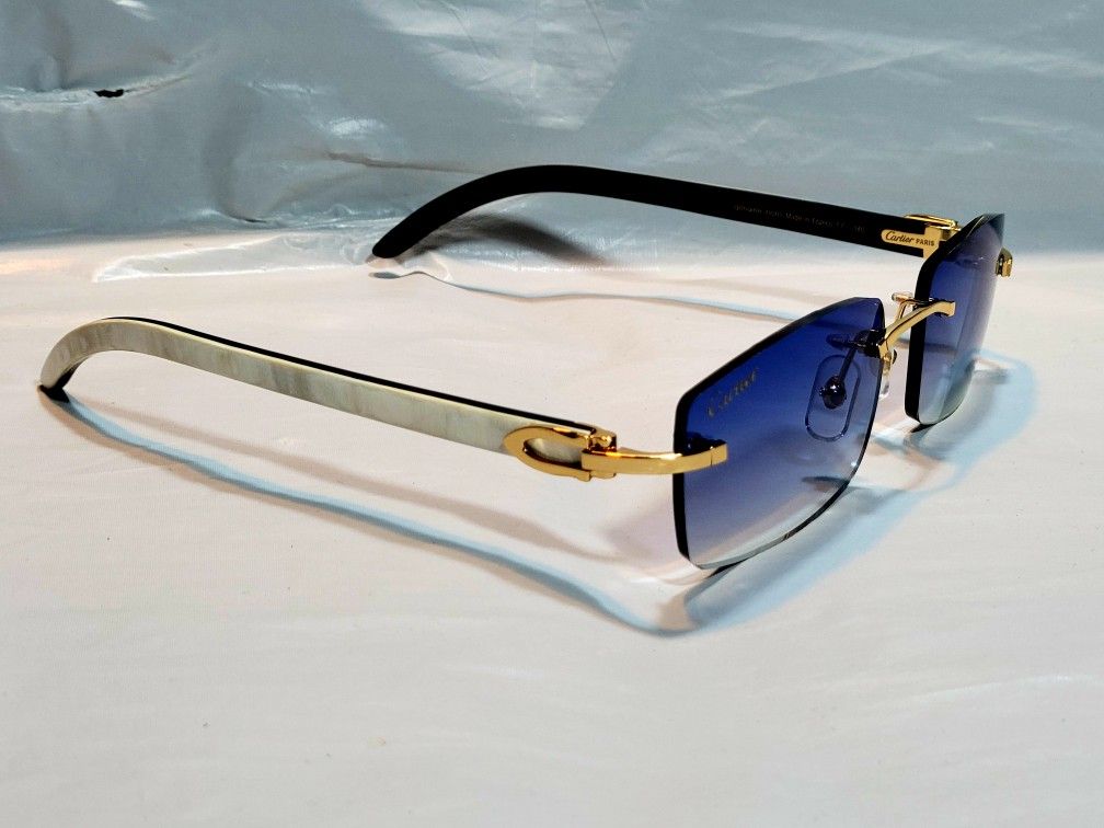 New Cartier Gold White Buffalo Horn Glasses