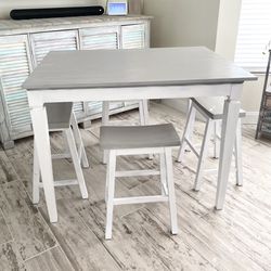 Hightop Table And Chairs 36 X 48 Top 36 Tall Simple Gray On White 