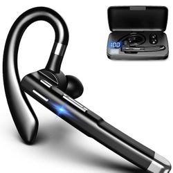 Bluetooth Headset for Cell Phones 500Hrs Standby Time with LED Charging Case 270 Degrees Rotatable Mic Hands Free Bluetooth 5.1 Version