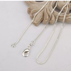 22" [1mm] Box Chain Solid .925 Sterling Silver Necklace