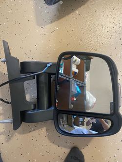 Right, (passenger side) long-arm power-folding and heated side mirror assembly for a Ram ProMaster (compatible with model years 2014–2026, also shared