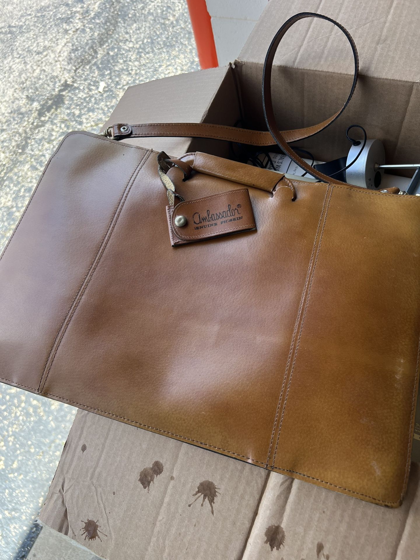 Vintage Ambassador Genuine Pigskin Attache Portfolio Bag / Brief Case
