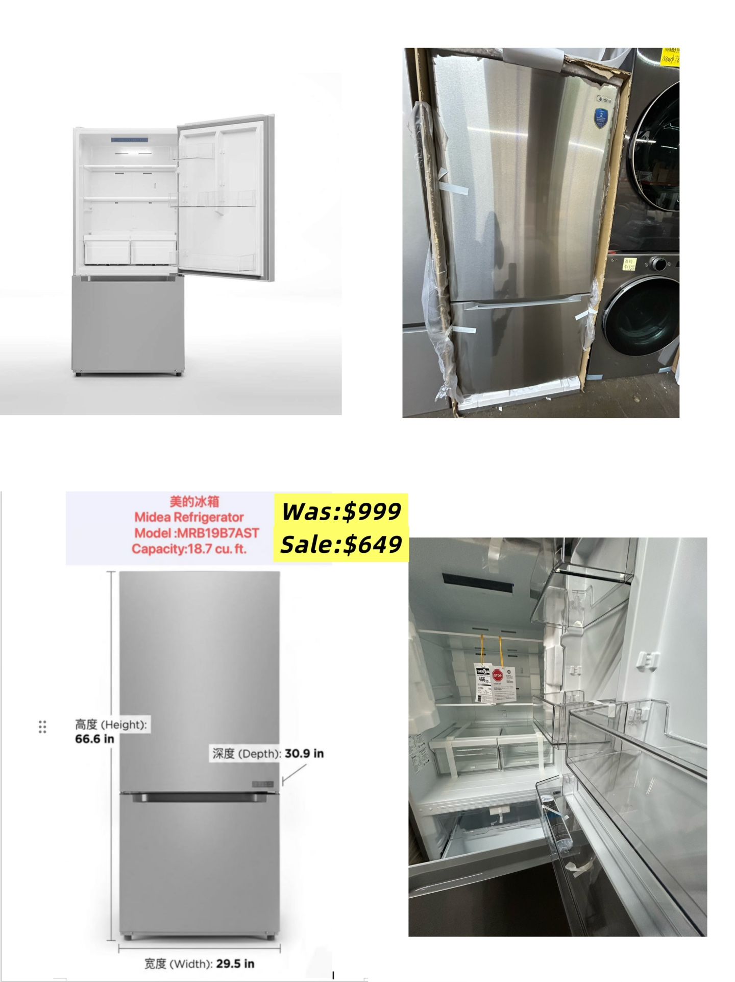 Warehouse Sale: New Midea Refrigerators!