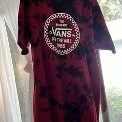 L The Authentic Vans Off The Wall 1966 Red Black Tie-dye Tshirt