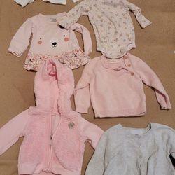 6-9 Month Baby Girl Long Sleeve Bodysuits/Tops | Lot of 6