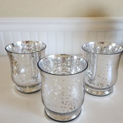 Home Decor Mercury Glass Hurricane Vases, 