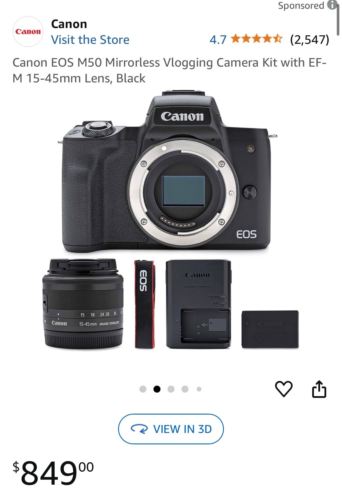 Canon EOS M50 Mark II Mirrorless Digital Camera with Lens Kit