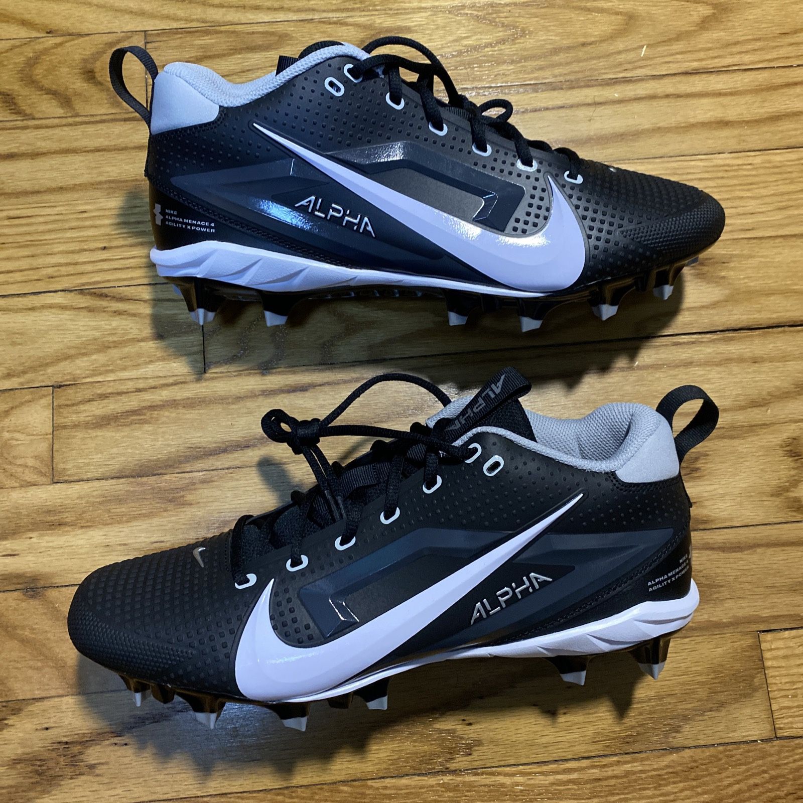 Nike Alpha Menace 4 Varsity Football Cleats Black Men’s Sz 12 New No Box!