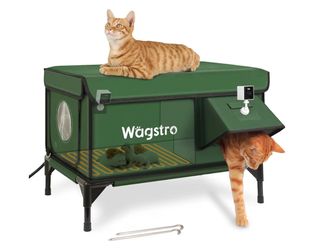 NEW Wagstro Heated Cat House for Outside, Waterproof Awning & Escape Door Heated Cat Houses for Indoor/Outdoor Cats in Winter (Green) Cash ONLY