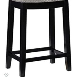 26” Wood Counter Stool In Gray 