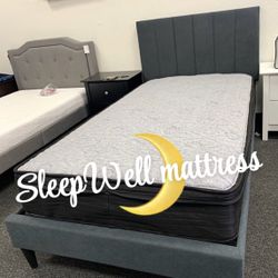 Twin Size Bed Frame With Pillow Top Mattress Included 