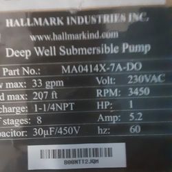 Deep Well Subermisable Pump