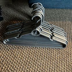 Gray, Plastic Hangers With Hooks