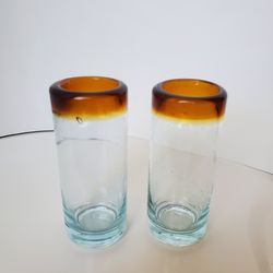 Mezacal Set of 2 Hand Blown Artisan Shot Glasses