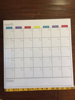 Dry erase calendar 14x14