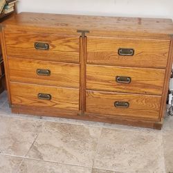 7 Piece Campaign Style 2 Dressers, 1 Desk & 4 Bookshelves