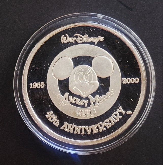 Disney Limited Edition Mickey Mouse Club 45th Anniversary Silver Coin 2000 Y2k
