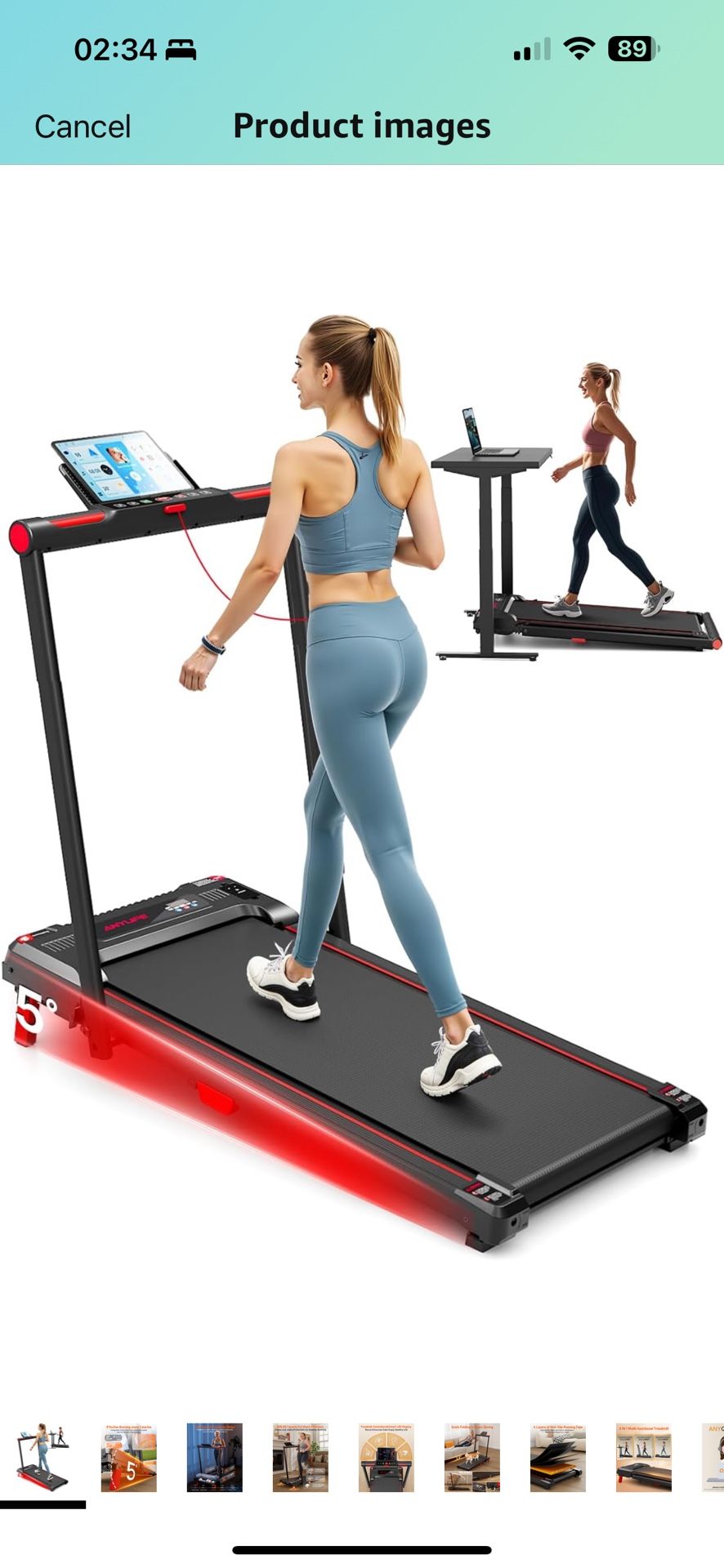 Walking Pad with Handle Bar, Anylife Incline Walking Pad Foldable Treadmill, 2.5HP Portable Under Desk Treadmills for Home, Compact Treadmill 330lb Ca