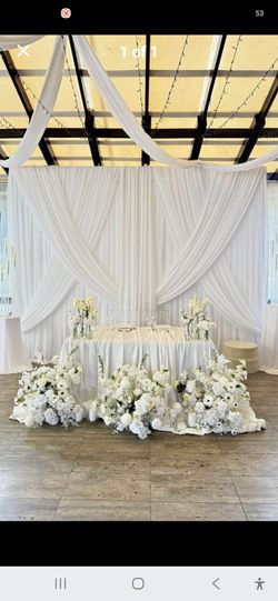 Wedding glass vases, custom metal stands , crystal stands,  candles, led dj lights, drapery and more