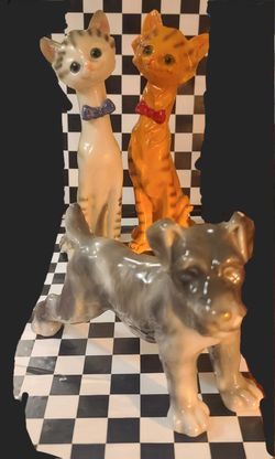 Vintage Cat and Dog Figurines