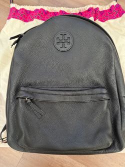 Tory Burch Black Pebbled Leather Backpack